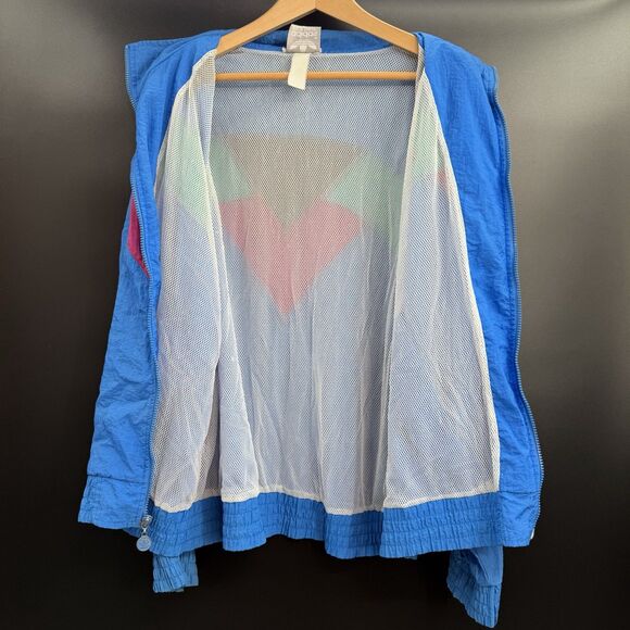 Adidas Vintage 90s Windbreaker Track Jacket Light Weight Coat Zipper Closure L - Picture 10 of 10